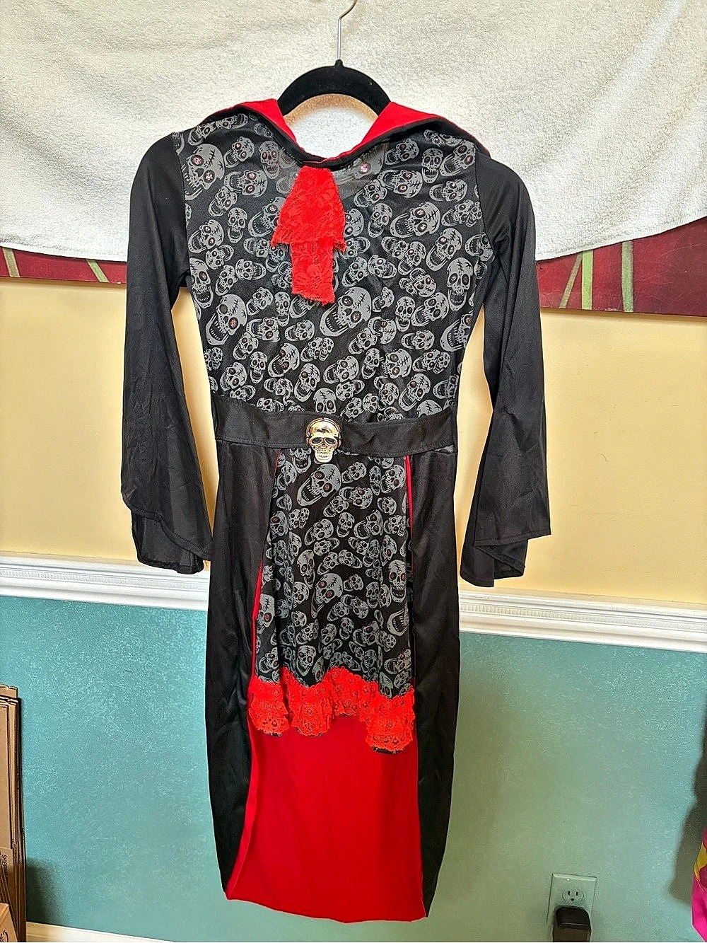 Girls skull Mini Dress in Black & Red